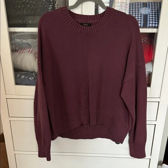 Quince Burgundy Crew Neck Sweater - Picture 1 of 2